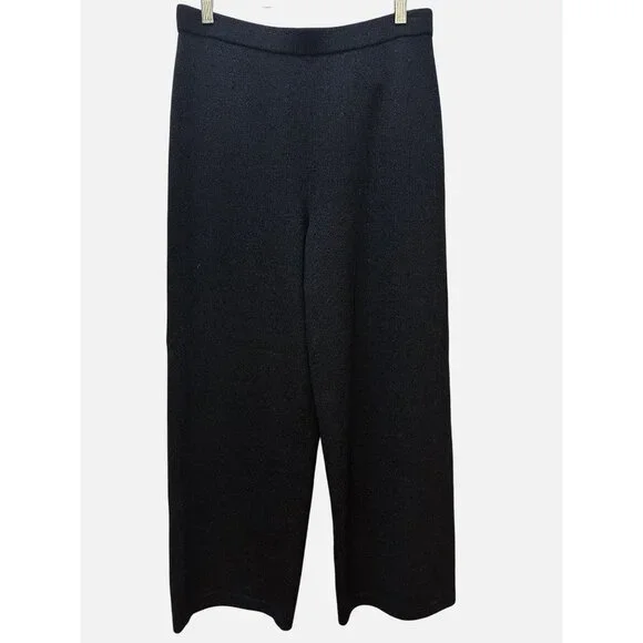 St. John Caviar Knit Wide Leg Pants Black M - Picture 1 of 3